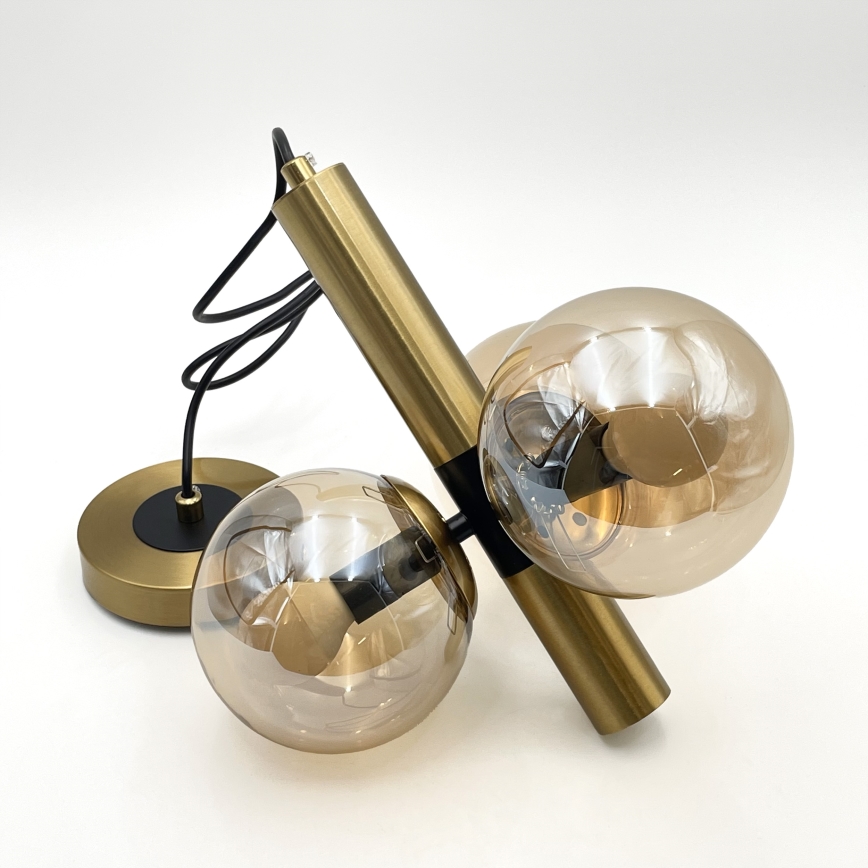 Підвісна люстра ROLLO 3xE14/5W/230V золотий/димчастий бежевий