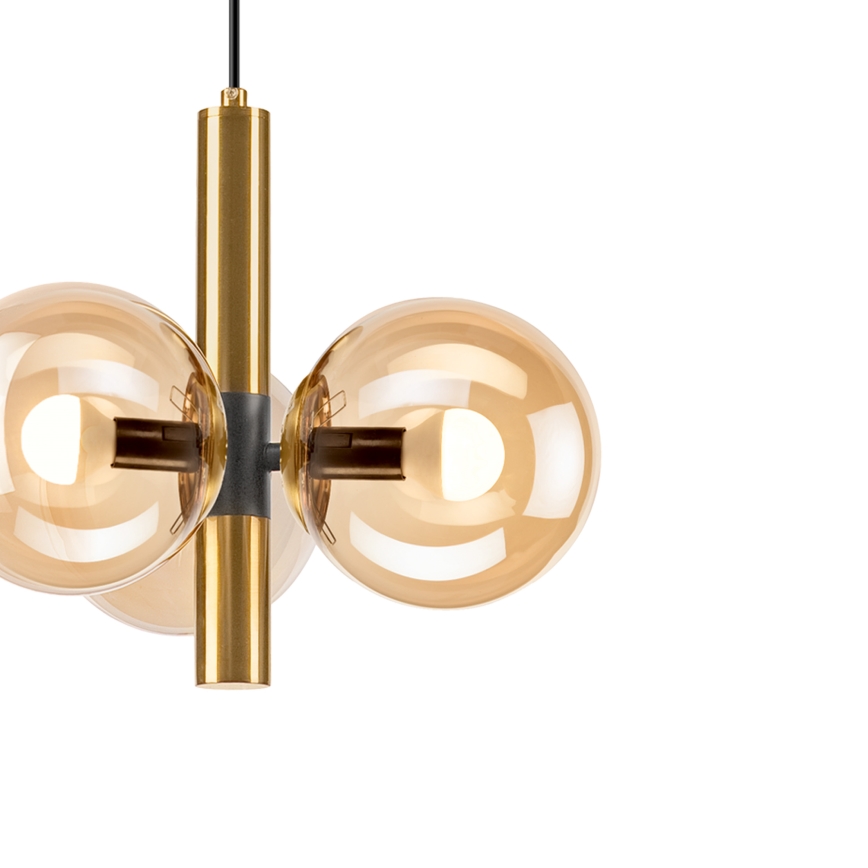 Підвісна люстра ROLLO 3xE14/5W/230V золотий/димчастий бежевий