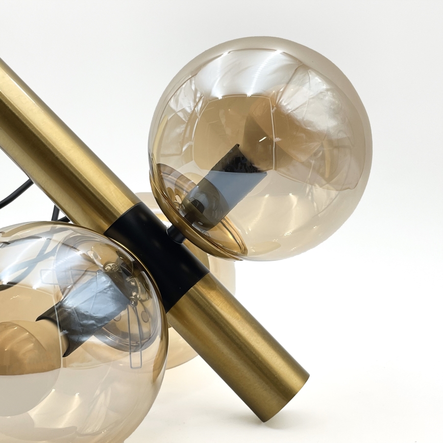 Підвісна люстра ROLLO 3xE14/5W/230V золотий/димчастий бежевий