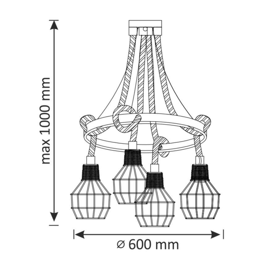 Підвісна люстра ROPE ALEGRA 4xE27/10W/230V