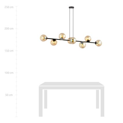 Підвісна люстра ROSSI 8xE14/10W/230V чорний/бежевий