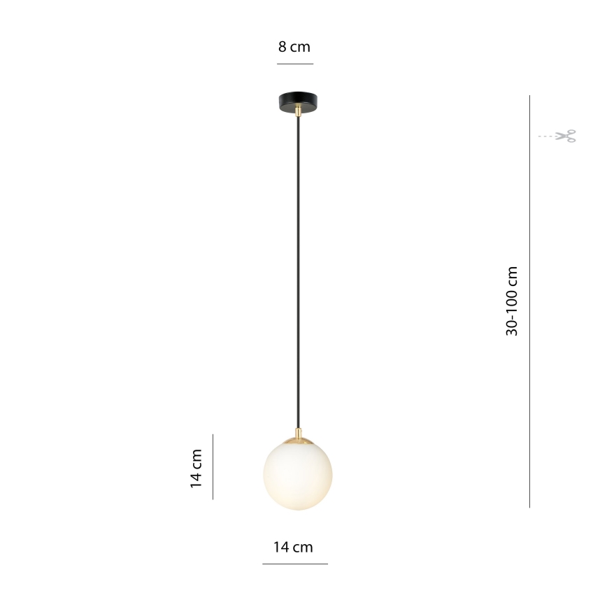 Підвісна люстра ROYAL 1xE14/10W/230V діаметр 14 см чорний