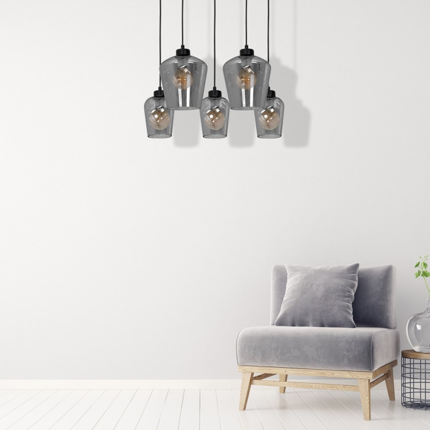 Підвісна люстра SANTIAGO 5xE27/60W/230V чорний