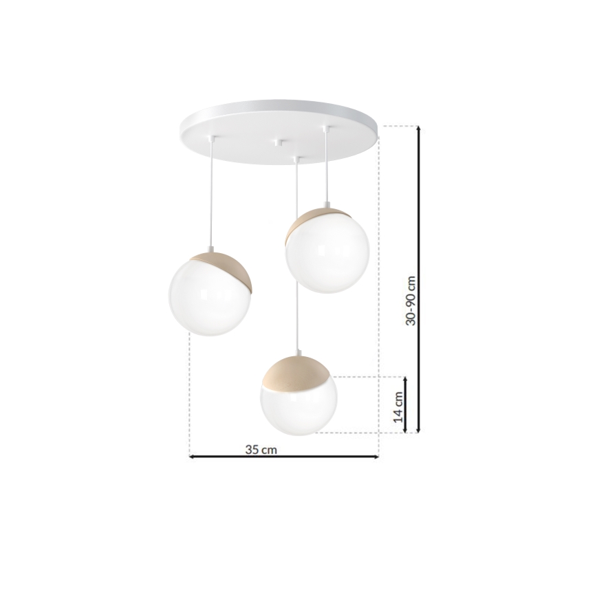 Підвісна люстра SFERA WOOD 3xE14/40W/230V
