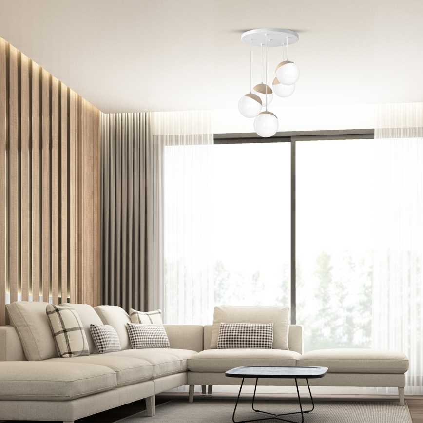 Підвісна люстра SFERA WOOD 5xE14/40W/230V