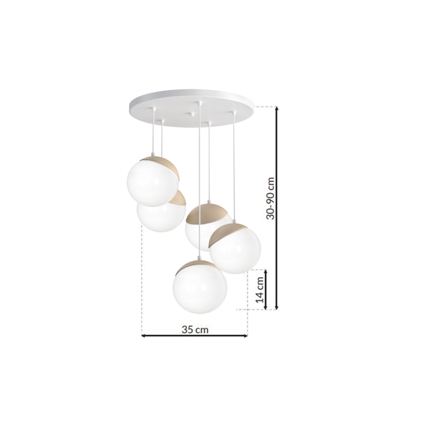 Підвісна люстра SFERA WOOD 5xE14/40W/230V