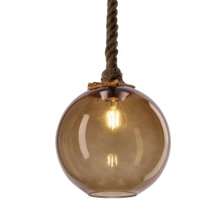 Підвісна люстра SHEDON на тросі 1xE27/40W/230V, димчасто-бежевий