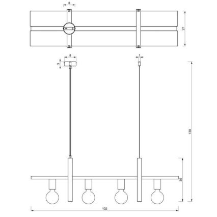 Підвісна люстра SHELF 4xE27/60W/230V