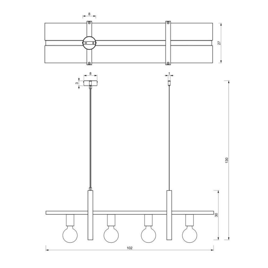 Підвісна люстра SHELF 4xE27/60W/230V
