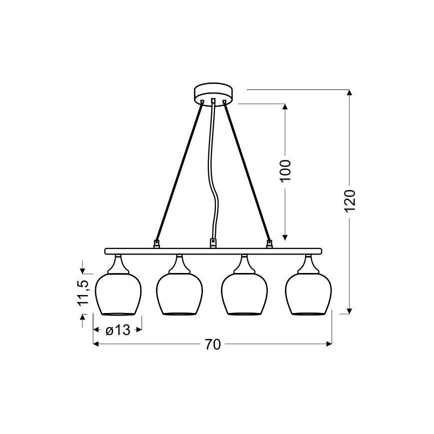 Підвісна люстра SIRIUS 4xE27/60W/230V