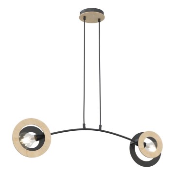 Підвісна люстра SKIVA 2xE27/15W/230V чорний/бежевий