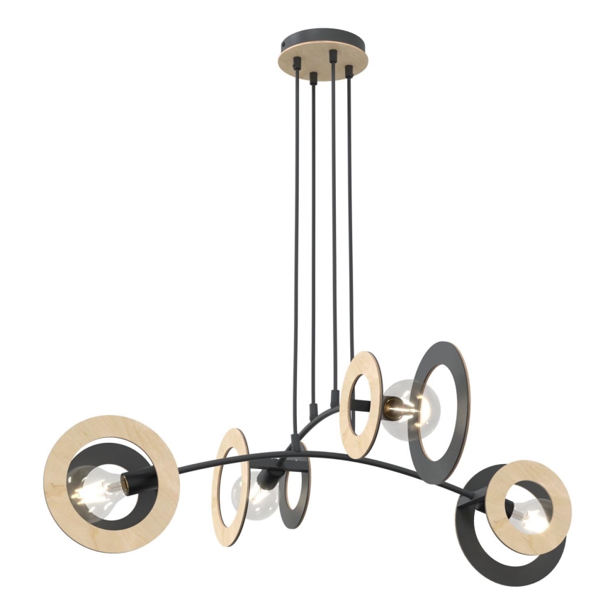 Підвісна люстра SKIVA 4xE27/15W/230V чорний/бежевий