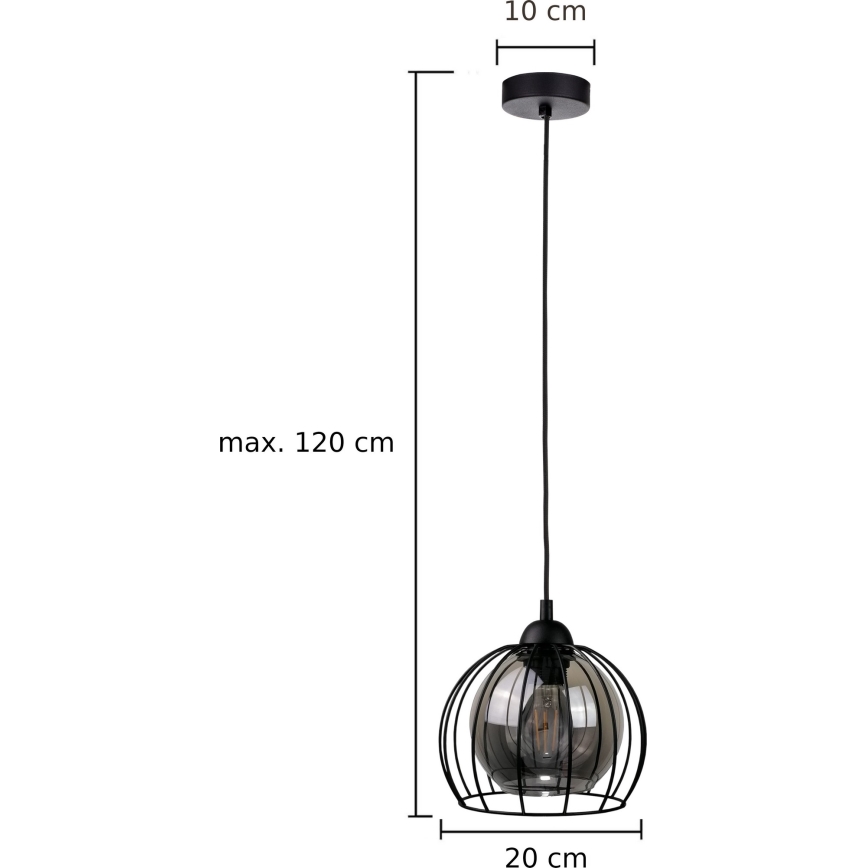 Підвісна люстра SOLO BLACK 1xE27/60W/230V