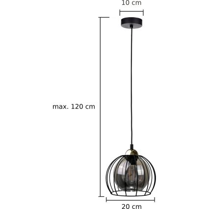 Підвісна люстра SOLO BLACK 1xE27/60W230V чорний/золотий