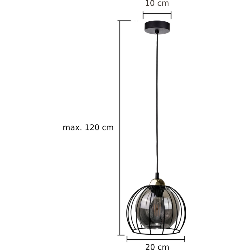 Підвісна люстра SOLO BLACK 1xE27/60W230V чорний/золотий