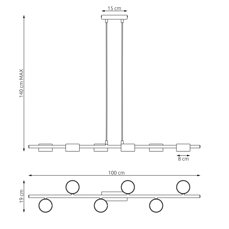Підвісна люстра SORA 6xGX53/12W/230V чорний