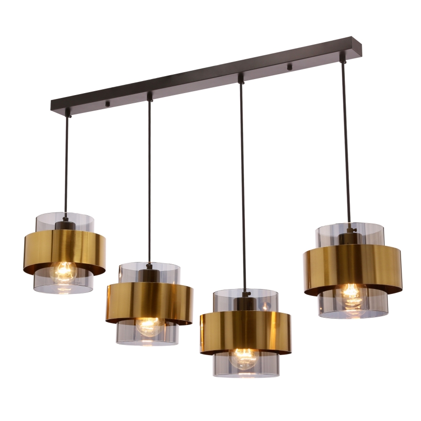 Підвісна люстра SPIEGA 4xE27/60W/230V золотий/чорний