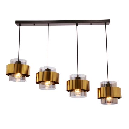 Підвісна люстра SPIEGA 4xE27/60W/230V золотий/чорний