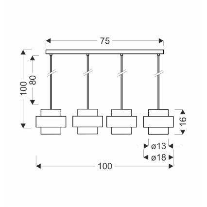 Підвісна люстра SPIEGA 4xE27/60W/230V золотий/чорний