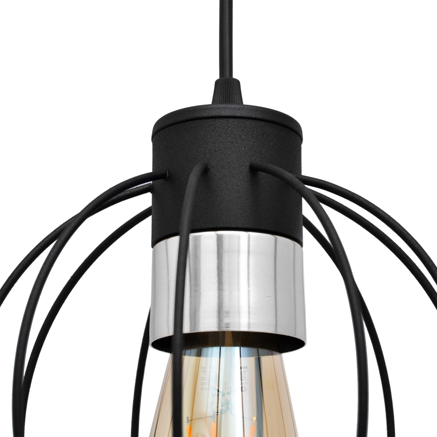 Підвісна люстра STARLIGHT 1xE27/15W/230V чорний/срібний