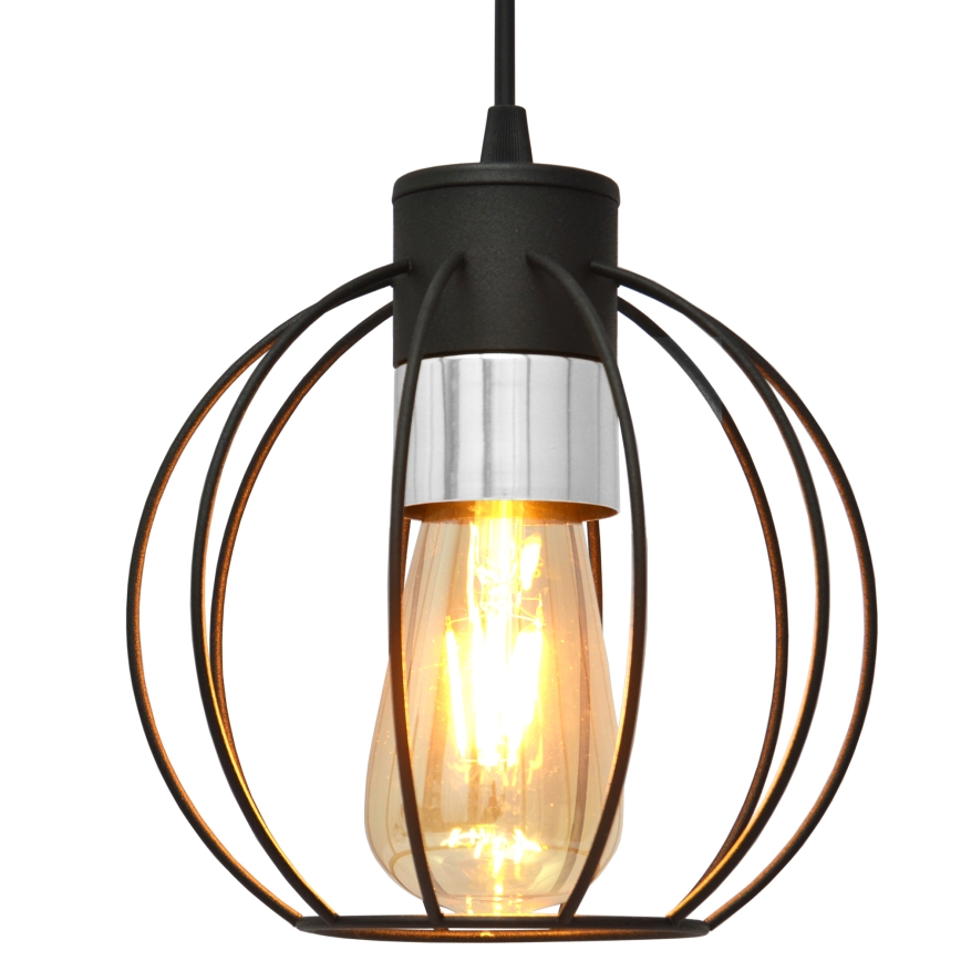 Підвісна люстра STARLIGHT 1xE27/15W/230V чорний/срібний