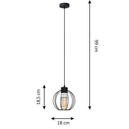 Підвісна люстра STARLIGHT 1xE27/15W/230V чорний/срібний