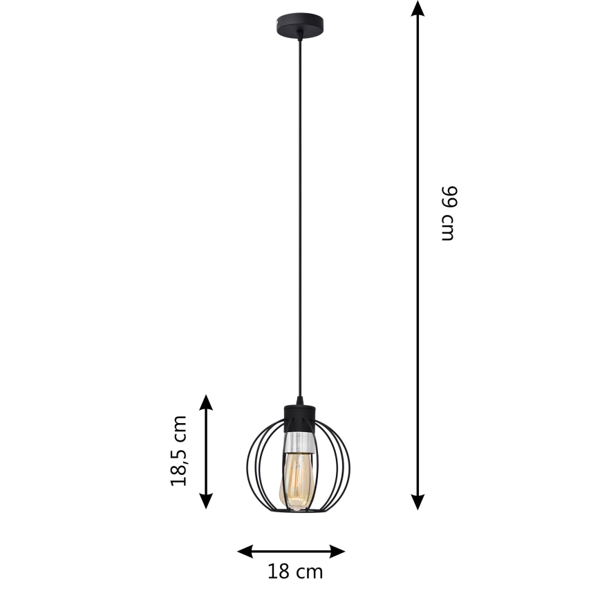 Підвісна люстра STARLIGHT 1xE27/15W/230V чорний/срібний
