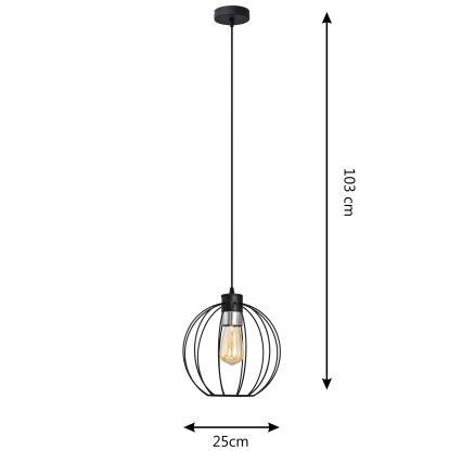 Підвісна люстра STARLIGHT 1xE27/15W/230V чорний/срібний