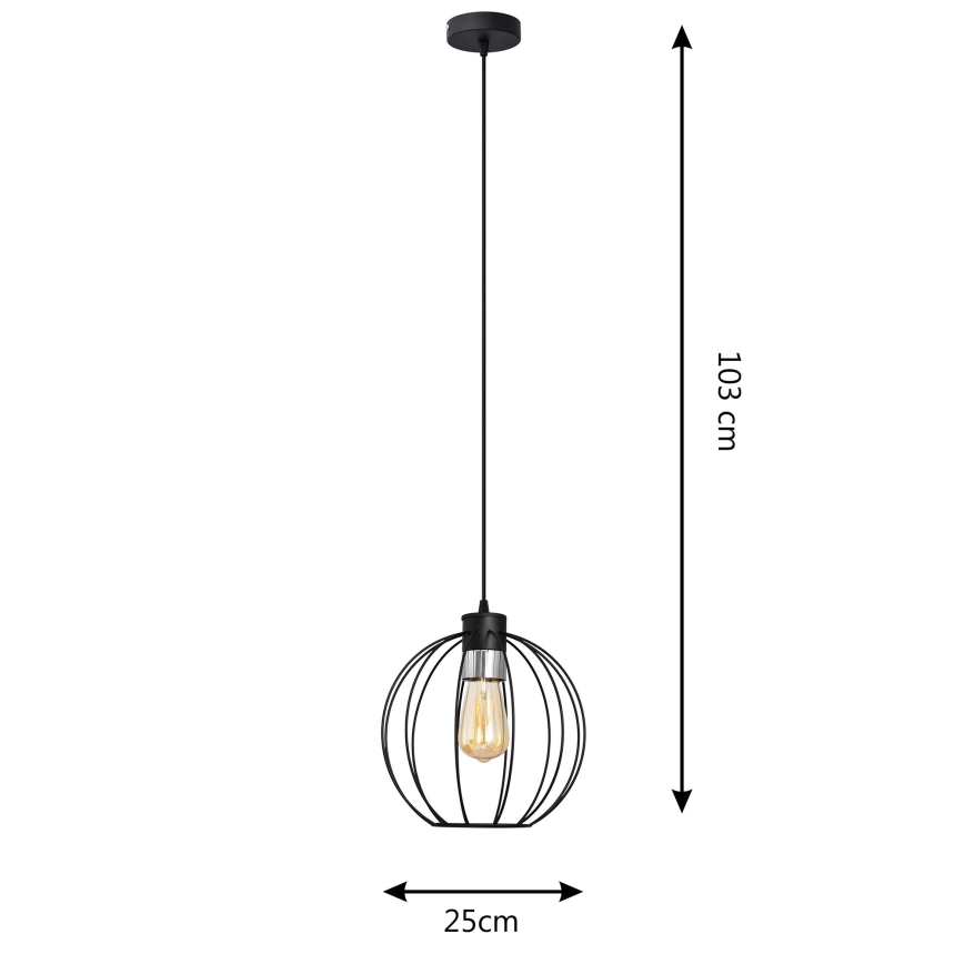 Підвісна люстра STARLIGHT 1xE27/15W/230V чорний/срібний