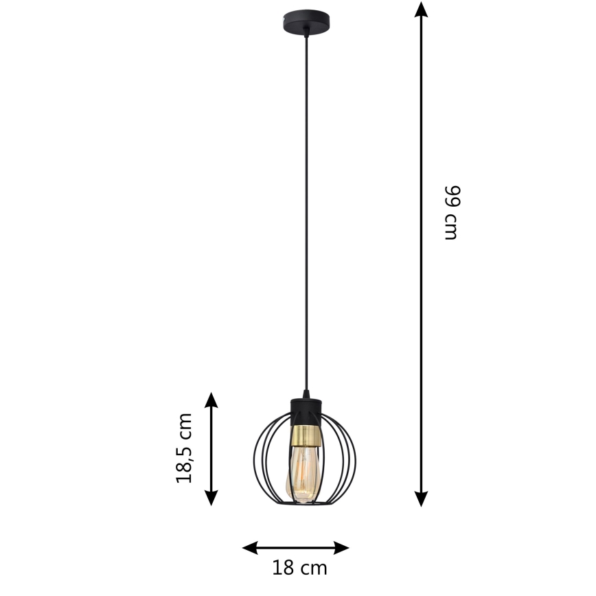 Підвісна люстра STARLIGHT 1xE27/15W/230V чорний/золотий