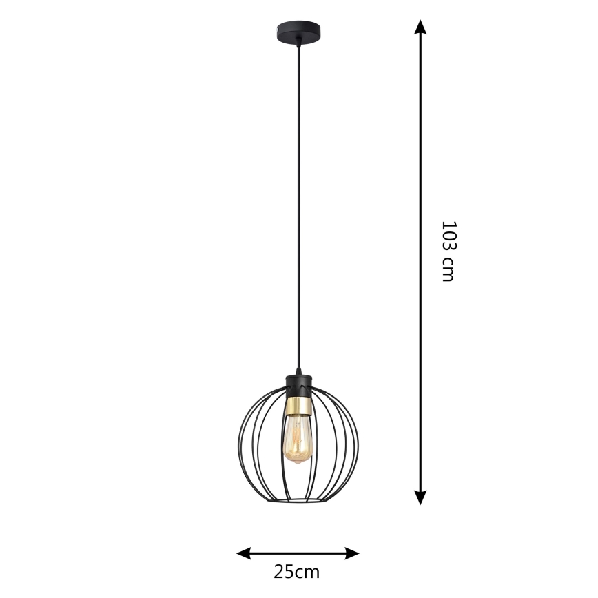Підвісна люстра STARLIGHT 1xE27/15W/230V чорний/золотий