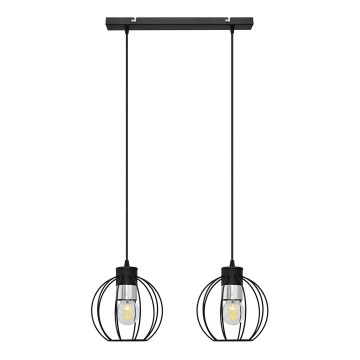 Підвісна люстра STARLIGHT 2xE27/15W/230V чорний/срібний