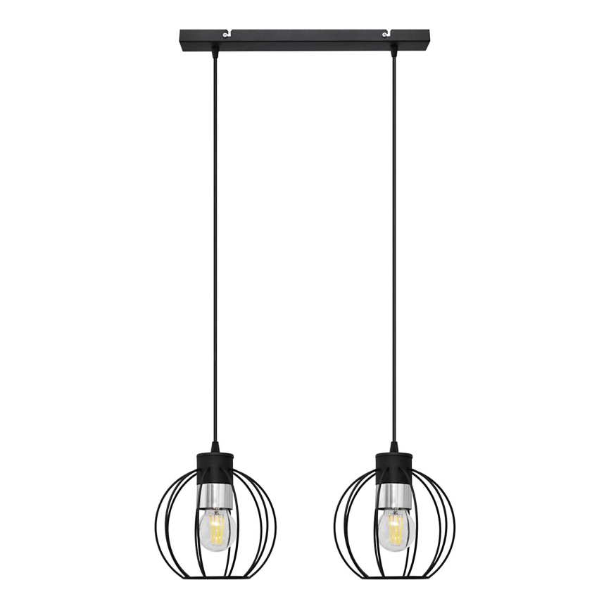 Підвісна люстра STARLIGHT 2xE27/15W/230V чорний/срібний