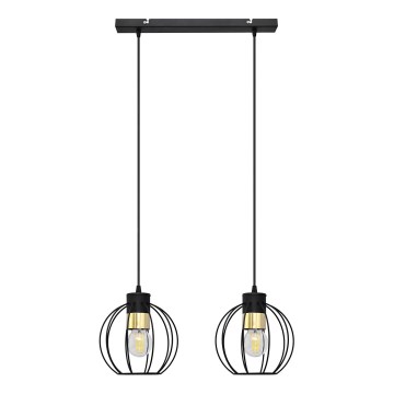 Підвісна люстра STARLIGHT 2xE27/15W/230V чорний/золотий