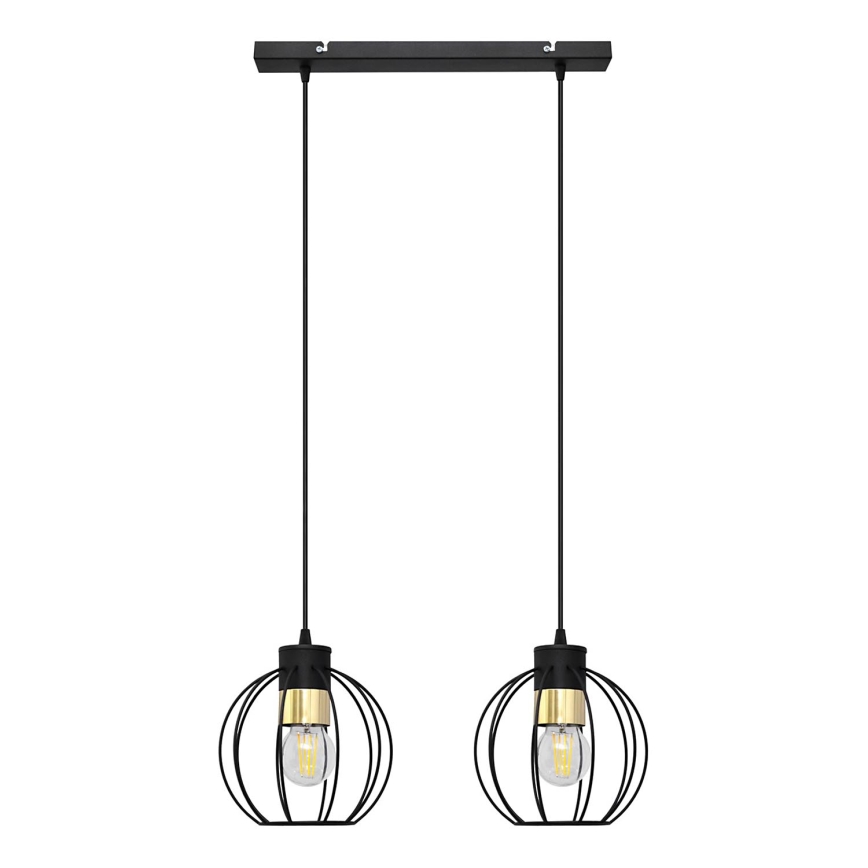 Підвісна люстра STARLIGHT 2xE27/15W/230V чорний/золотий