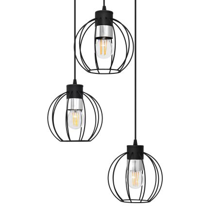 Підвісна люстра STARLIGHT 3xE27/15W/230V чорний/срібний