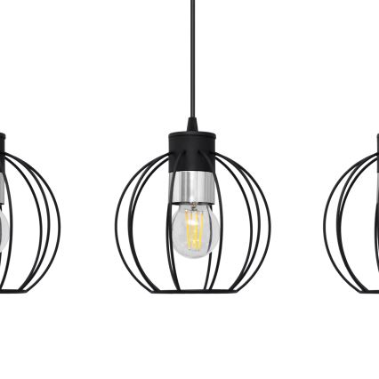 Підвісна люстра STARLIGHT 3xE27/15W/230V чорний/срібний
