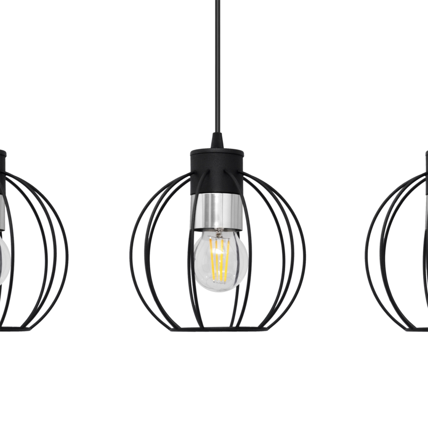 Підвісна люстра STARLIGHT 3xE27/15W/230V чорний/срібний