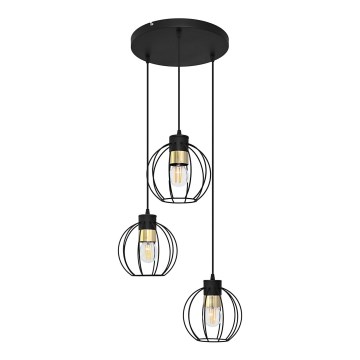 Підвісна люстра STARLIGHT 3xE27/15W/230V чорний/золотий