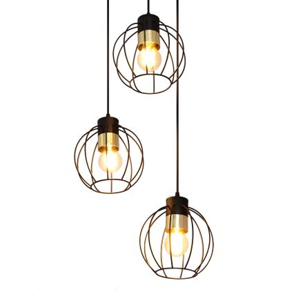 Підвісна люстра STARLIGHT 3xE27/15W/230V чорний/золотий