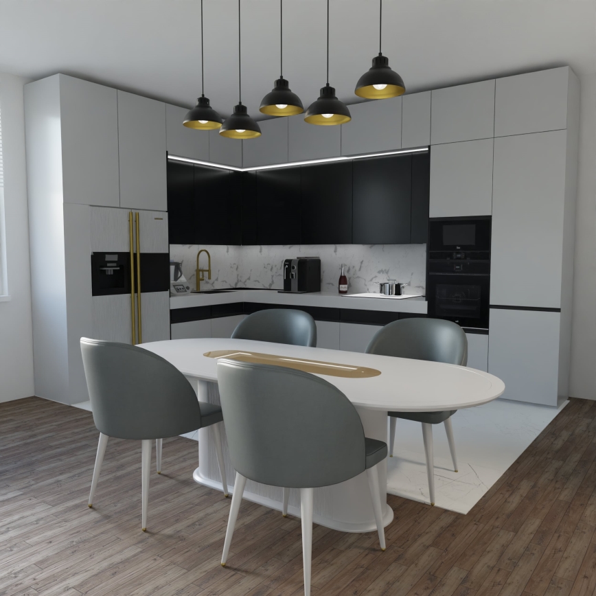 Підвісна люстра SVEN 5xE27/15W/230V чорний/золотий