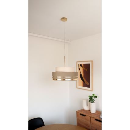 Підвісна люстра TAMI 1xE27/60W/230V бежевий/коричневий/золотий