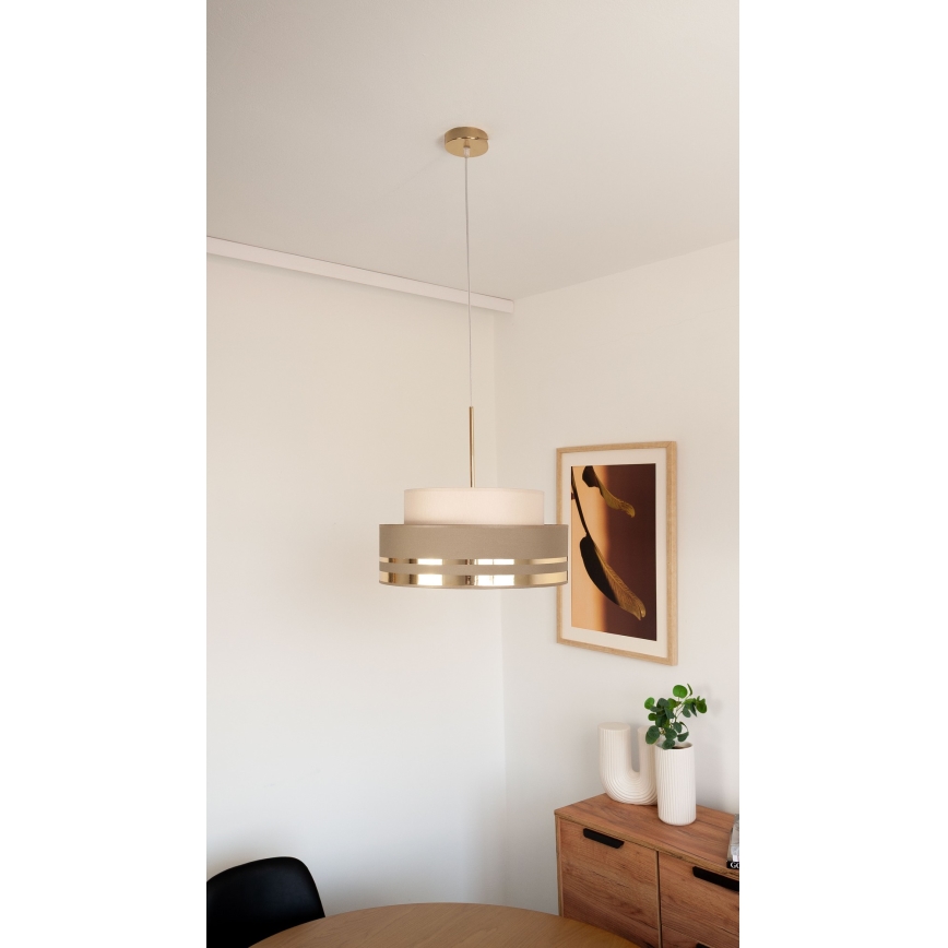 Підвісна люстра TAMI 1xE27/60W/230V бежевий/коричневий/золотий