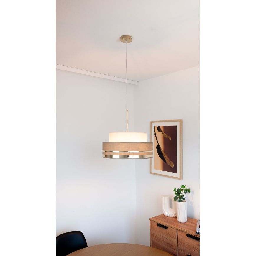 Підвісна люстра TAMI 1xE27/60W/230V бежевий/коричневий/золотий