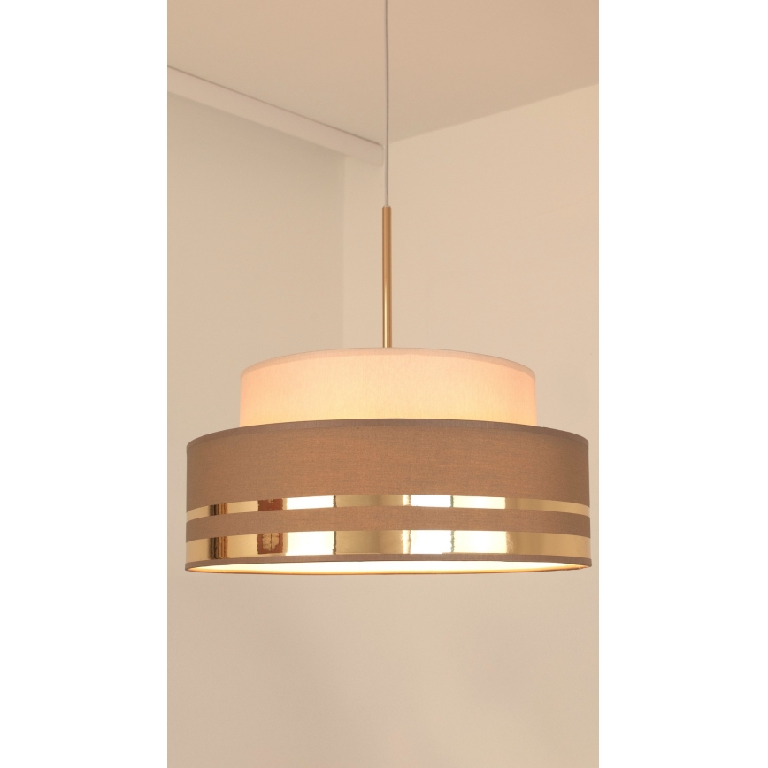Підвісна люстра TAMI 1xE27/60W/230V бежевий/коричневий/золотий