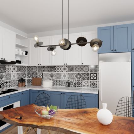 Підвісна люстра TOKEN 6xE27/15W/230V чорний