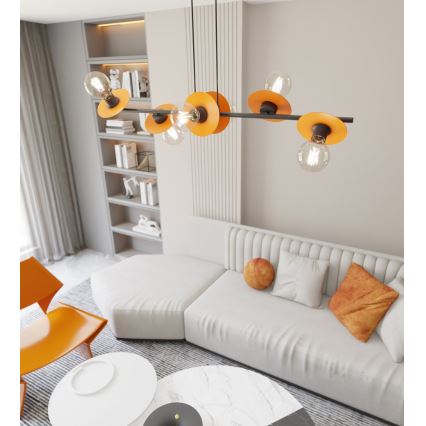 Підвісна люстра TOKEN 6xE27/15W/230V помаранчевий