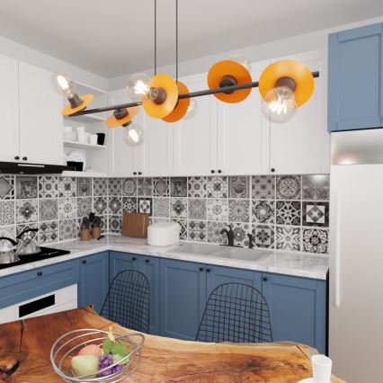 Підвісна люстра TOKEN 6xE27/15W/230V помаранчевий