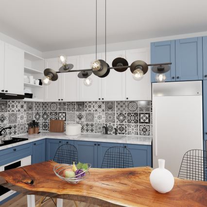 Підвісна люстра TOKEN 8xE27/15W/230V чорний