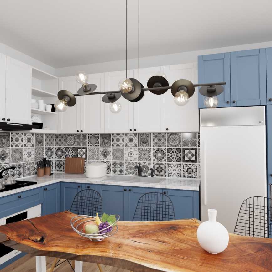 Підвісна люстра TOKEN 8xE27/15W/230V чорний